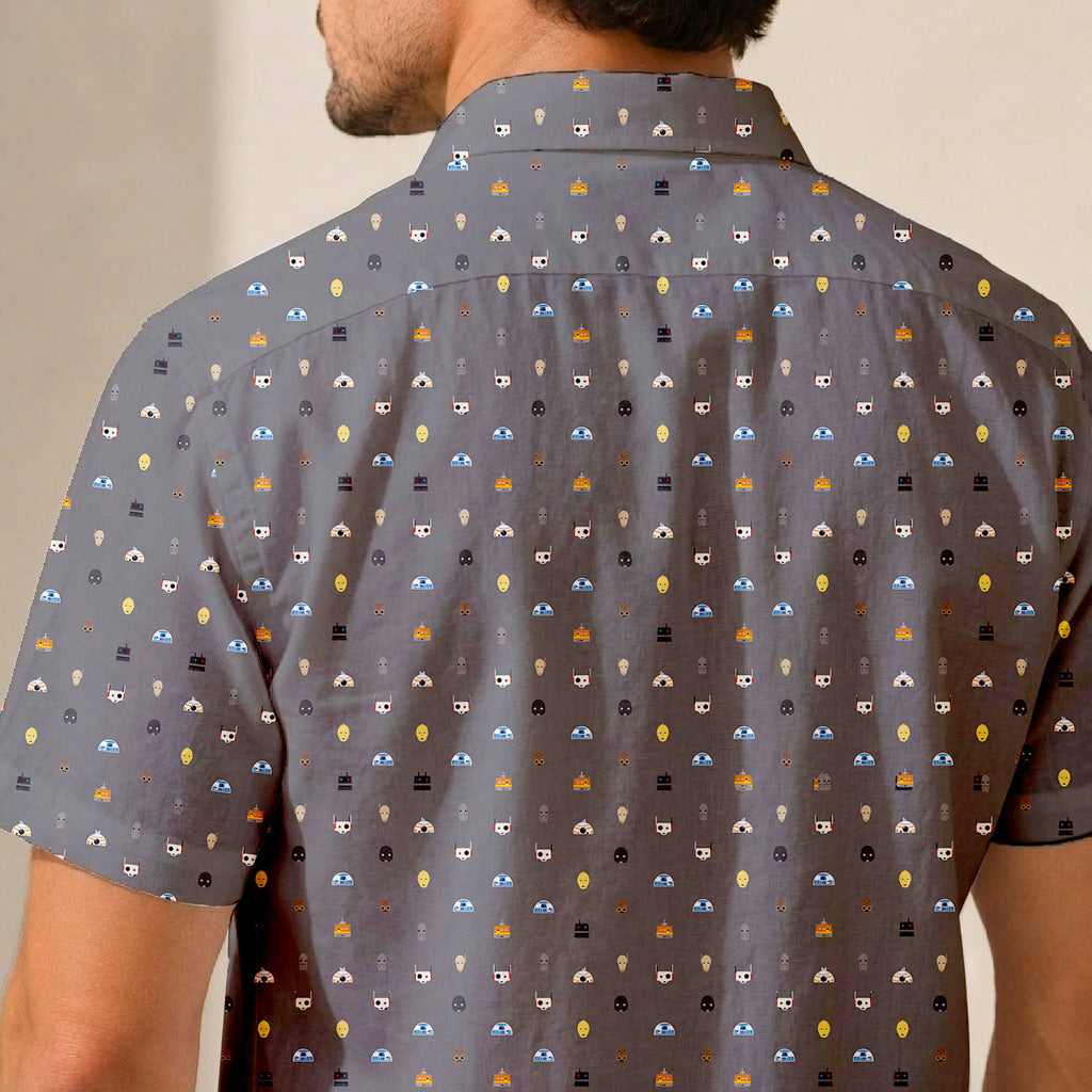Galactic Droid Registry Hawaiian Shirt with Pocket - Galactic Button Down Shirt