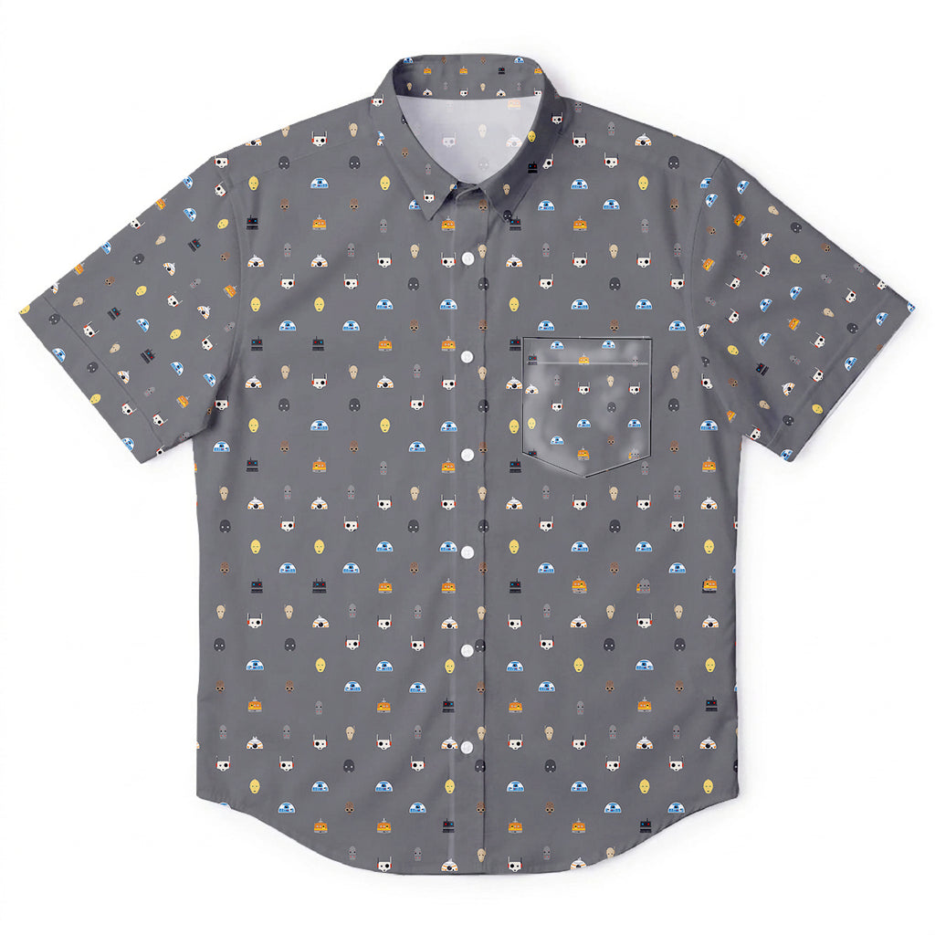 Galactic Droid Registry Hawaiian Shirt with Pocket - Galactic Button Down Shirt